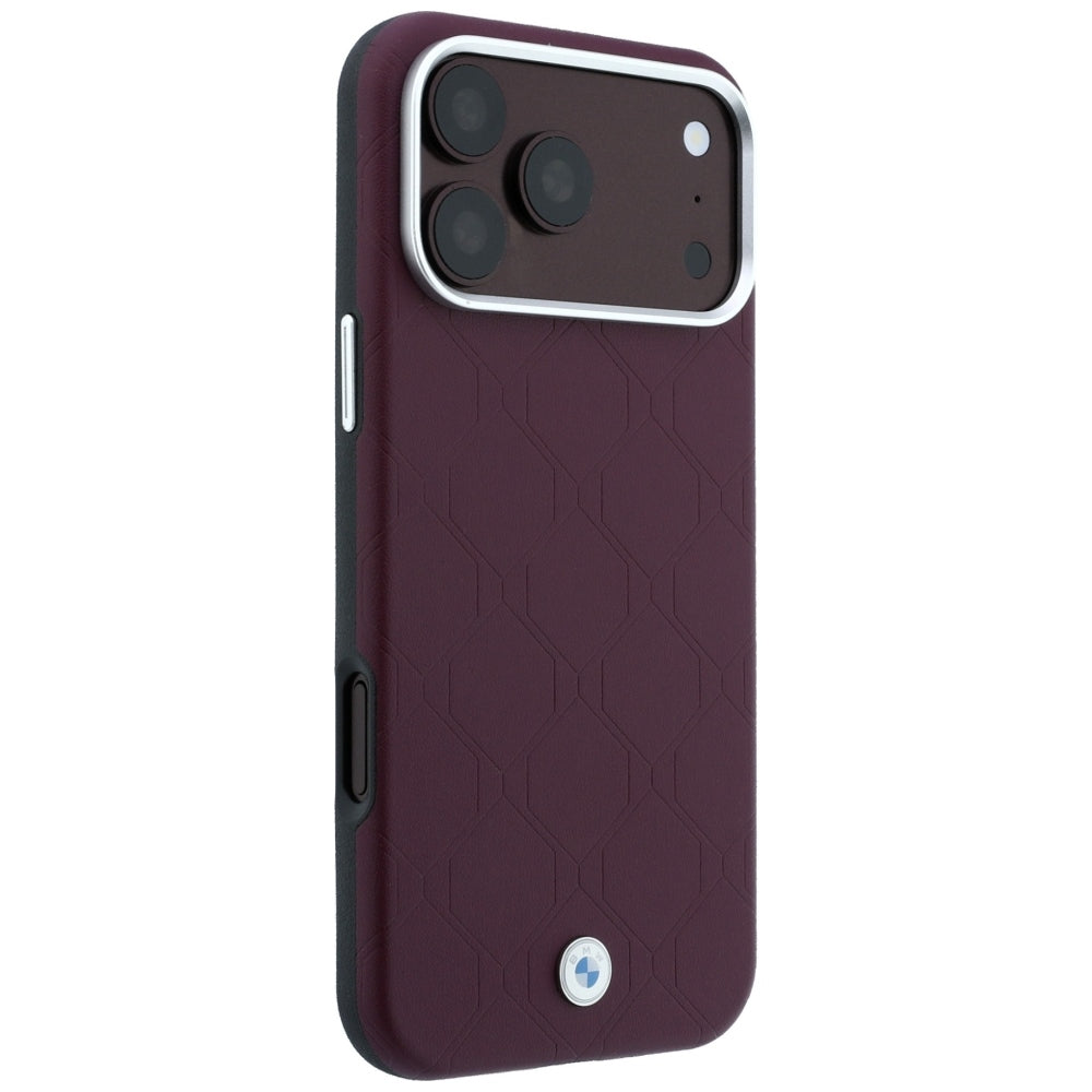 BMW Sign Deboss Quilted Metal Logo MagSafe Case for iPhone 18 Pro / 17 Pro - Burgundy_3