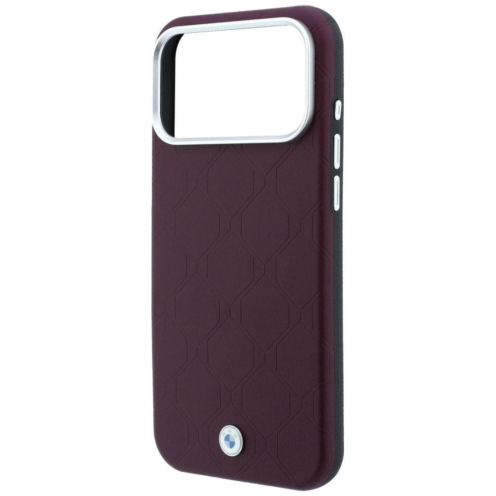 BMW Sign Deboss Quilted Metal Logo MagSafe Case for iPhone 18 Pro / 17 Pro - Burgundy_5