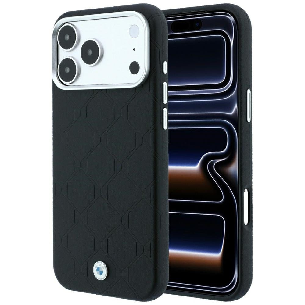 BMW Sign Deboss Quilted Metal Logo MagSafe Case for iPhone 18 Pro / 17 Pro - Black_0