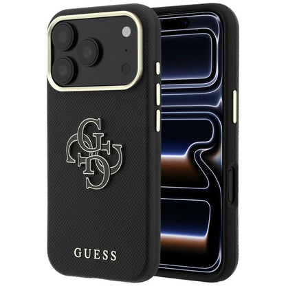 Hard Case Guess Grained Big Resin Logo for Apple iPhone 18 Pro / 17 Pro, Black_0