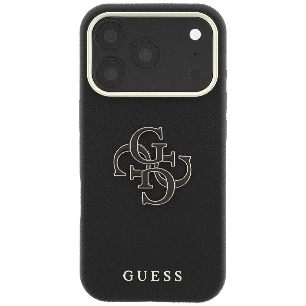 Hard Case Guess Grained Big Resin Logo for Apple iPhone 18 Pro / 17 Pro, Black_2