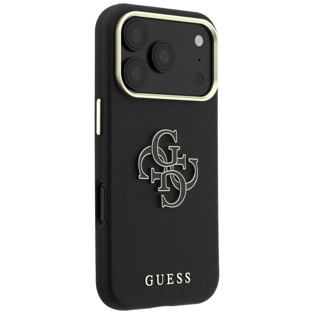Hard Case Guess Grained Big Resin Logo for Apple iPhone 18 Pro / 17 Pro, Black_3