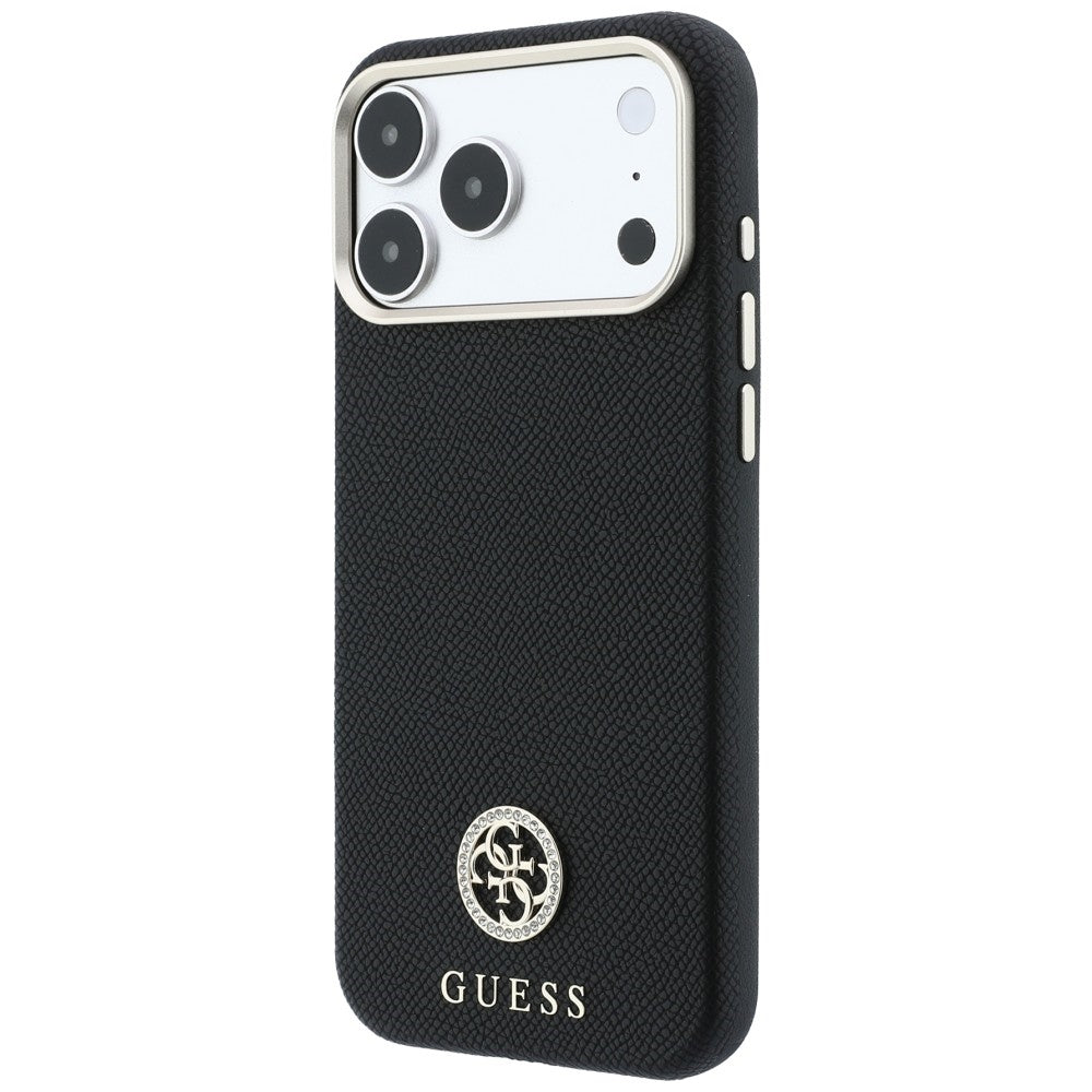 Hard Case Guess Grained Round Strass Logo with MagSafe for Apple iPhone 18 Pro / 17 Pro, Black_1