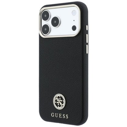 Hard Case Guess Grained Round Strass Logo with MagSafe for Apple iPhone 18 Pro / 17 Pro, Black_1