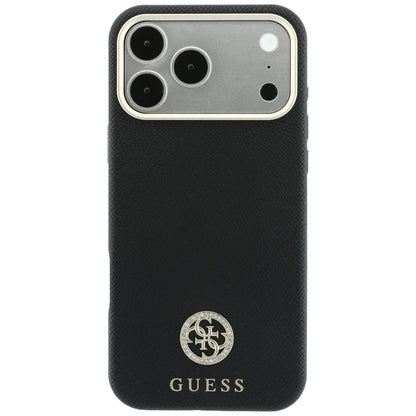 Hard Case Guess Grained Round Strass Logo with MagSafe for Apple iPhone 18 Pro / 17 Pro, Black_2