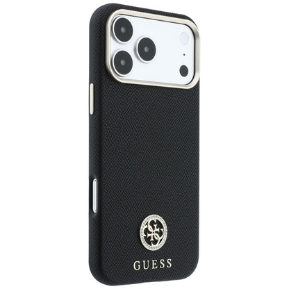Hard Case Guess Grained Round Strass Logo with MagSafe for Apple iPhone 18 Pro / 17 Pro, Black_3