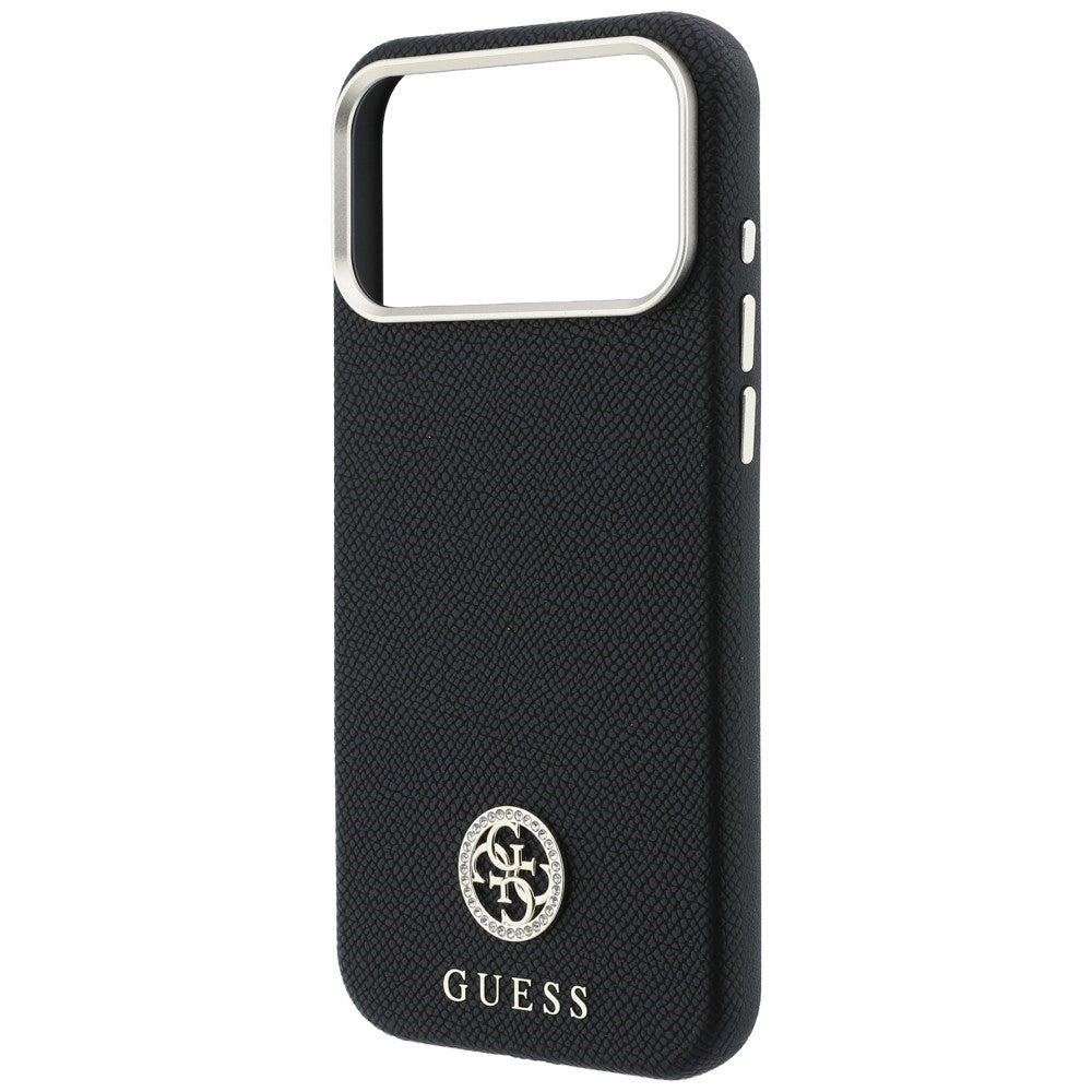 Hard Case Guess Grained Round Strass Logo with MagSafe for Apple iPhone 18 Pro / 17 Pro, Black_5