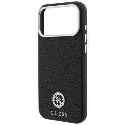 Hard Case Guess Grained Round Strass Logo with MagSafe for Apple iPhone 18 Pro / 17 Pro, Black_5
