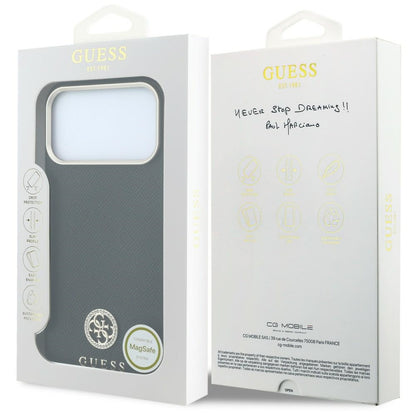 Hard Case Guess Grained Round Strass Logo with MagSafe for Apple iPhone 18 Pro / 17 Pro, Black_7