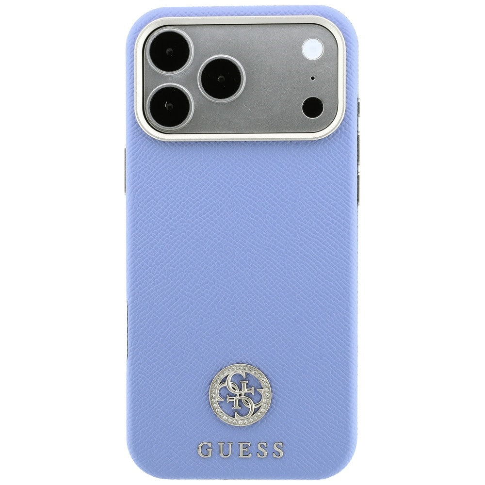 Hard Case Guess Grained Round Strass Logo with MagSafe for Apple iPhone 18 Pro / 17 Pro, Light Blue_2
