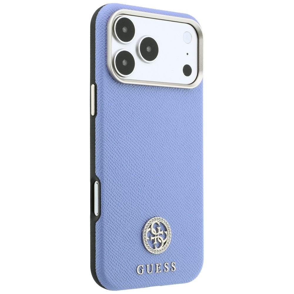 Hard Case Guess Grained Round Strass Logo with MagSafe for Apple iPhone 18 Pro / 17 Pro, Light Blue_3