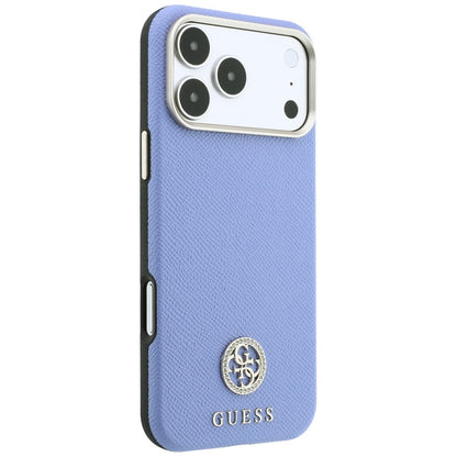 Hard Case Guess Grained Round Strass Logo with MagSafe for Apple iPhone 18 Pro / 17 Pro, Light Blue_3