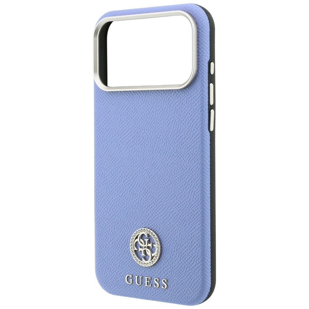 Hard Case Guess Grained Round Strass Logo with MagSafe for Apple iPhone 18 Pro / 17 Pro, Light Blue_5