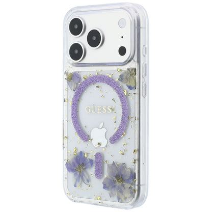 Hard Case Guess Resin Flowers and Glitter with MagSafe for Apple iPhone 18 Pro / 17 Pro, Purple_1