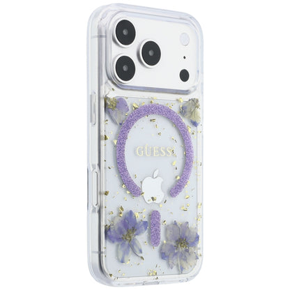 Hard Case Guess Resin Flowers and Glitter with MagSafe for Apple iPhone 18 Pro / 17 Pro, Purple_3
