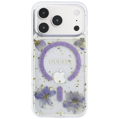 Hard Case Guess Resin Flowers and Glitter with MagSafe for Apple iPhone 18 Pro Max / 17 Pro Max, Purple_2