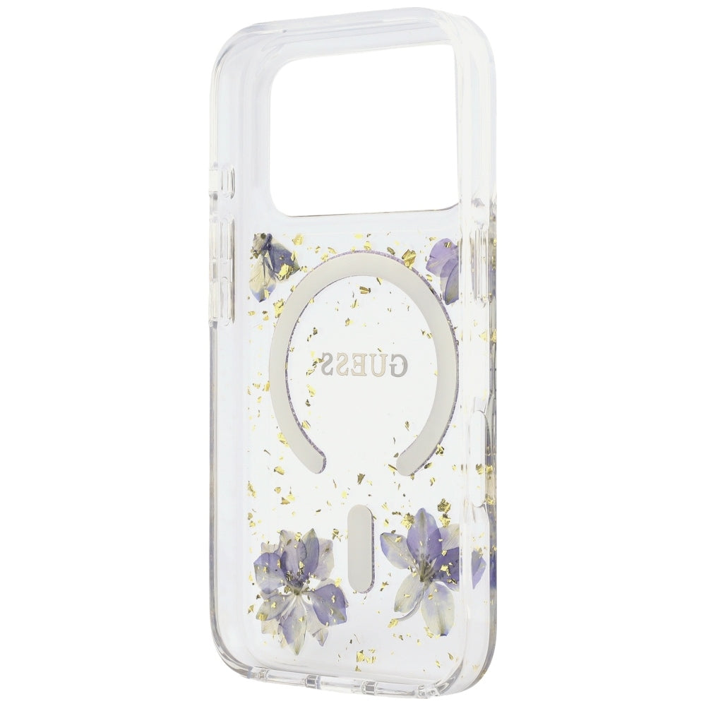 Hard Case Guess Resin Flowers and Glitter with MagSafe for Apple iPhone 18 Pro Max / 17 Pro Max, Purple_6
