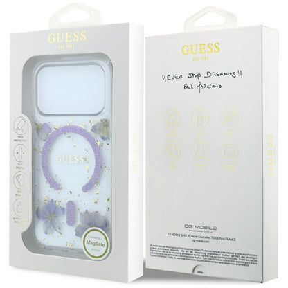 Hard Case Guess Resin Flowers and Glitter with MagSafe for Apple iPhone 18 Pro Max / 17 Pro Max, Purple_7
