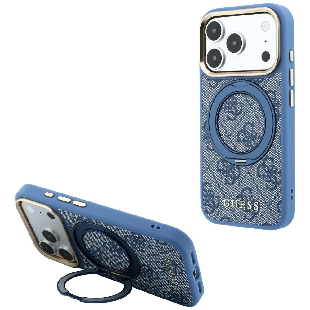 Hard Case Guess Ring Stand 360 4G Classic Logo with MagSafe for Apple iPhone 18 Pro / 17 Pro, Blue_0