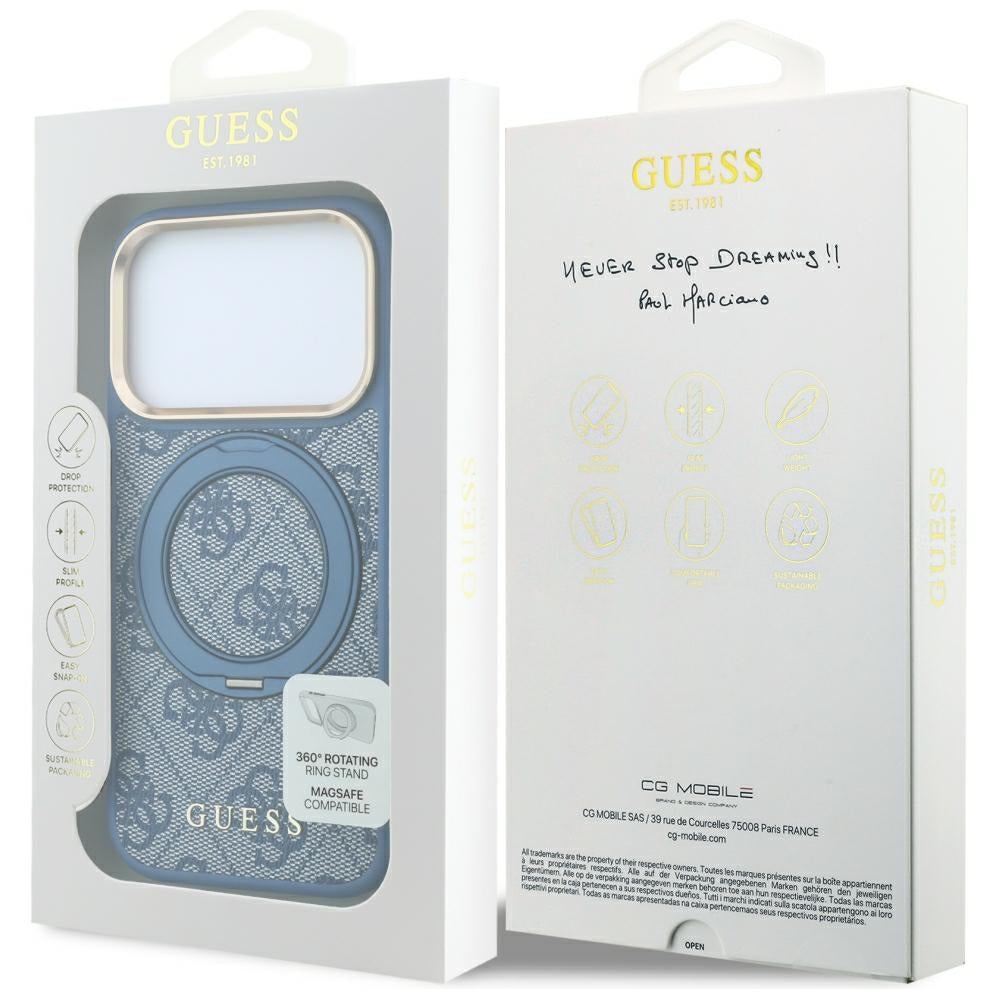 Hard Case Guess Ring Stand 360 4G Classic Logo with MagSafe for Apple iPhone 18 Pro / 17 Pro, Blue_7