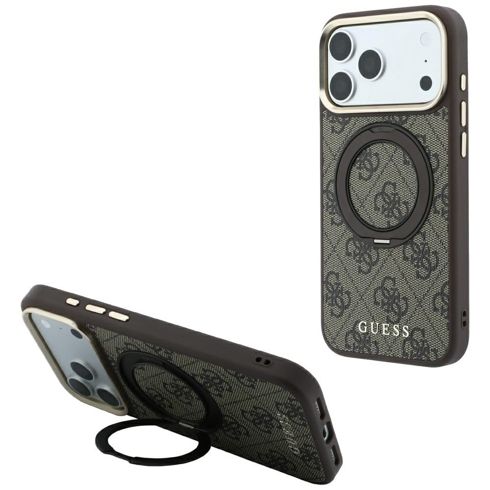 Hard Case Guess Ring Stand 360 4G Classic Logo with MagSafe for Apple iPhone 18 Pro Max / 17 Pro Max, Brown_0