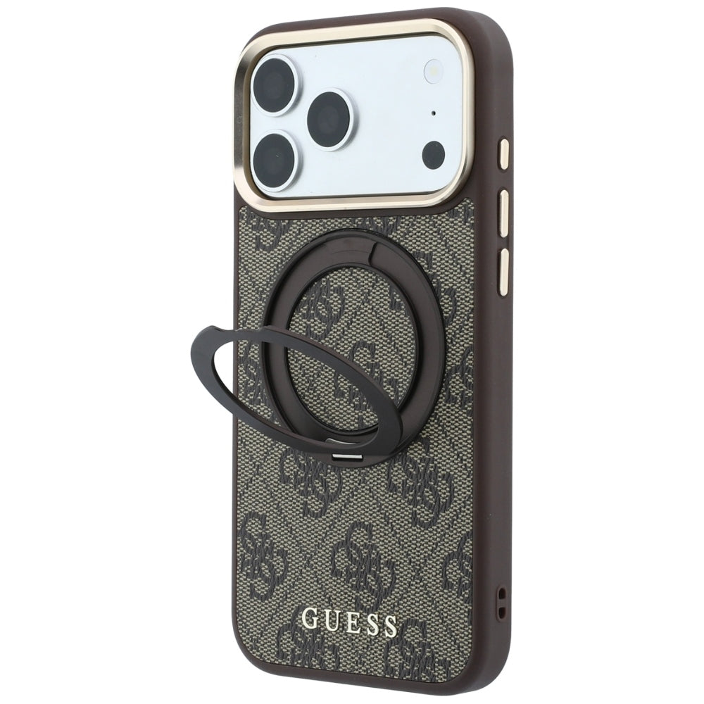 Hard Case Guess Ring Stand 360 4G Classic Logo with MagSafe for Apple iPhone 18 Pro Max / 17 Pro Max, Brown_1