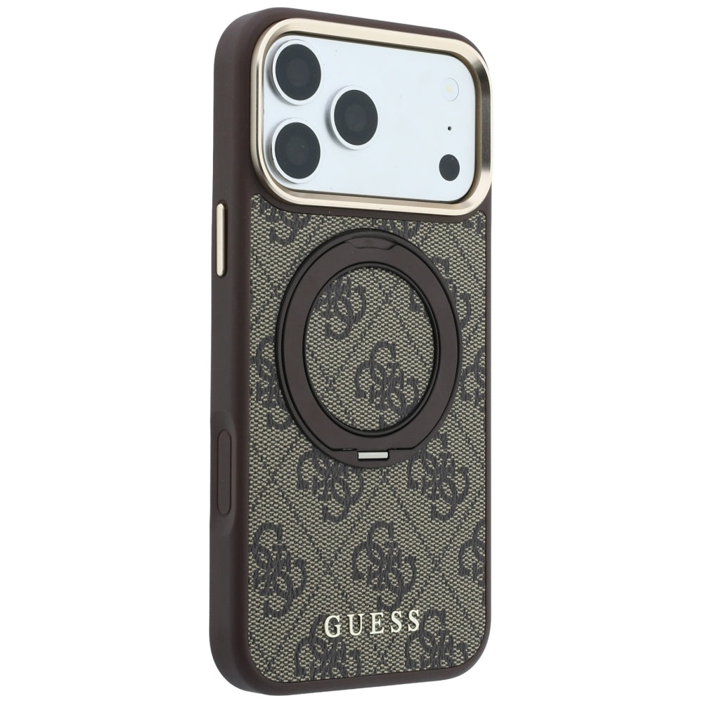 Hard Case Guess Ring Stand 360 4G Classic Logo with MagSafe for Apple iPhone 18 Pro Max / 17 Pro Max, Brown_3