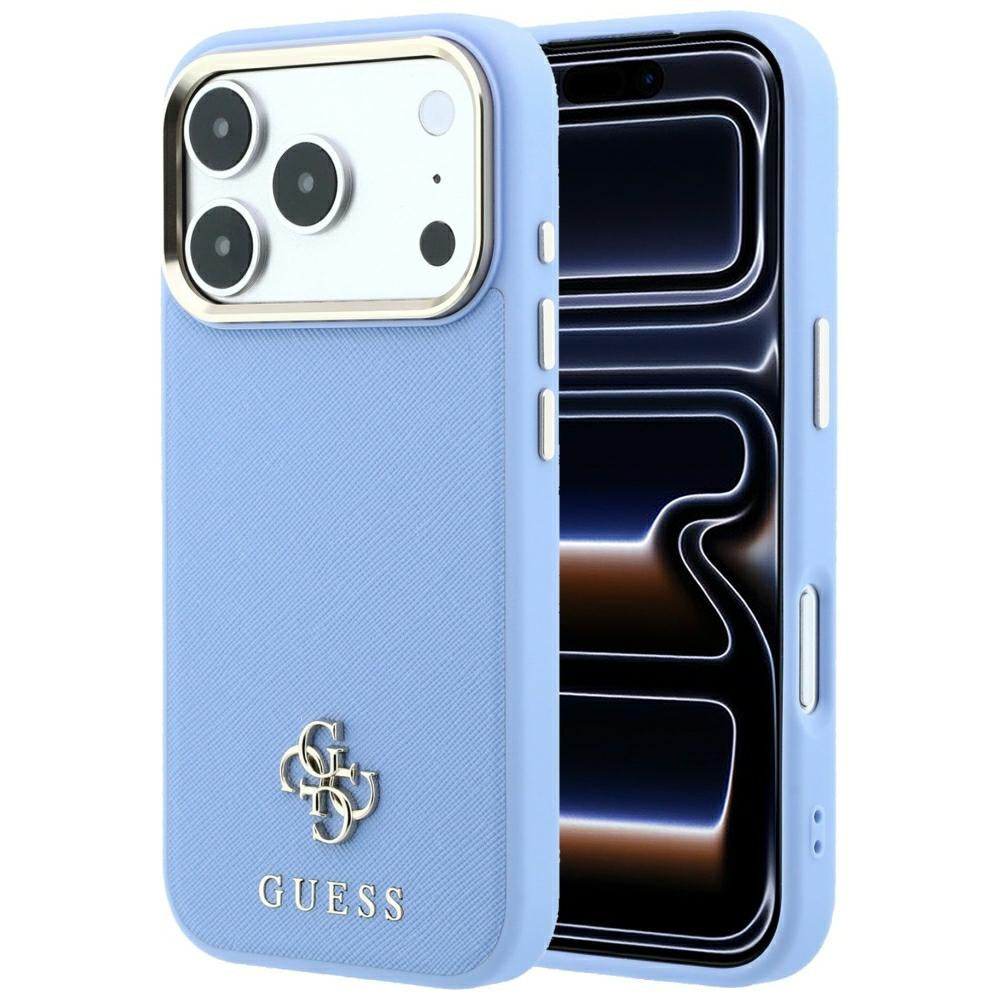 Hard Case Guess Saffiano Small 4G Classic with MagSafe for Apple iPhone 18 Pro / 17 Pro, Light Blue_0
