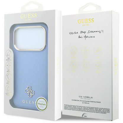 Hard Case Guess Saffiano Small 4G Classic with MagSafe for Apple iPhone 18 Pro / 17 Pro, Light Blue_7
