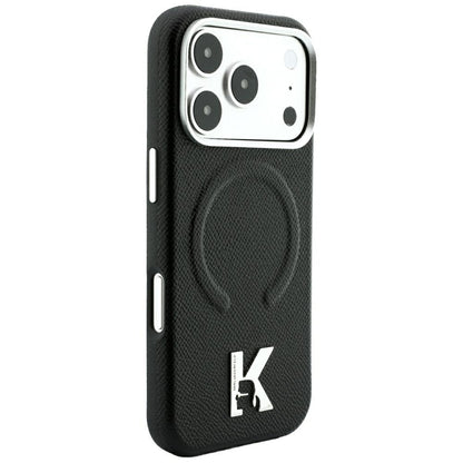 Karl Lagerfeld Grained Embossed Ring &amp; Kameo Logo MagSafe Case for iPhone 18 Pro / 17 Pro - Black_3