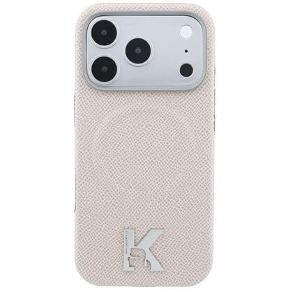 Hard Case Karl Lagerfeld Grained Embossed Ring with MagSafe for Apple iPhone 18 Pro Max / 17 Pro Max, Beige_2