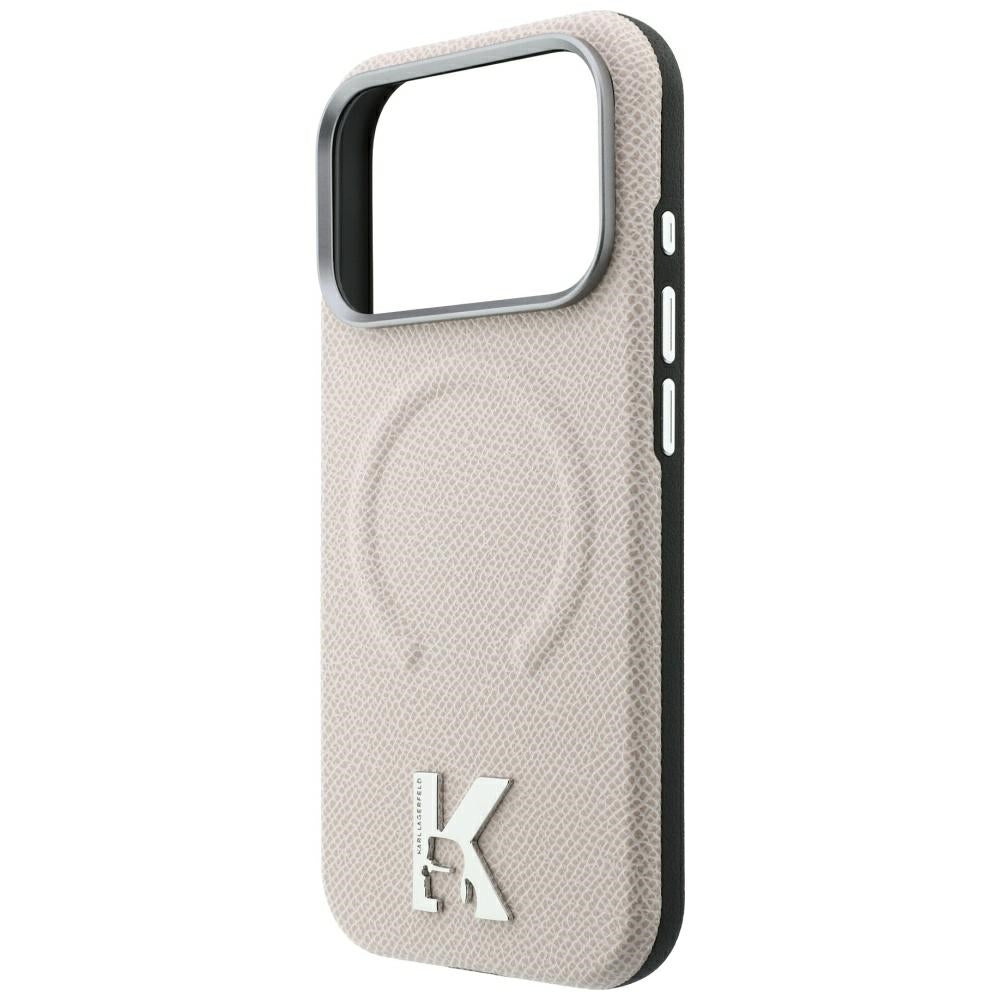 Hard Case Karl Lagerfeld Grained Embossed Ring with MagSafe for Apple iPhone 18 Pro Max / 17 Pro Max, Beige_5