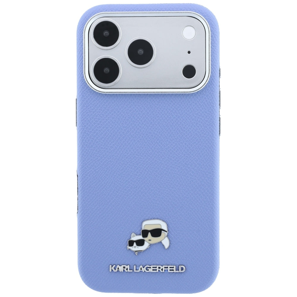 Hard Case Karl Lagerfeld Grained Karl & Choupette Head's Metal with MagSafe for Apple iPhone 18 Pro / 17 Pro, Light Blue_2