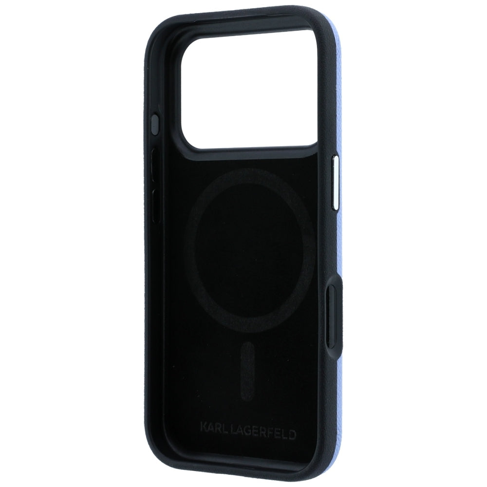 Hard Case Karl Lagerfeld Grained Karl & Choupette Head's Metal with MagSafe for Apple iPhone 18 Pro / 17 Pro, Light Blue_6