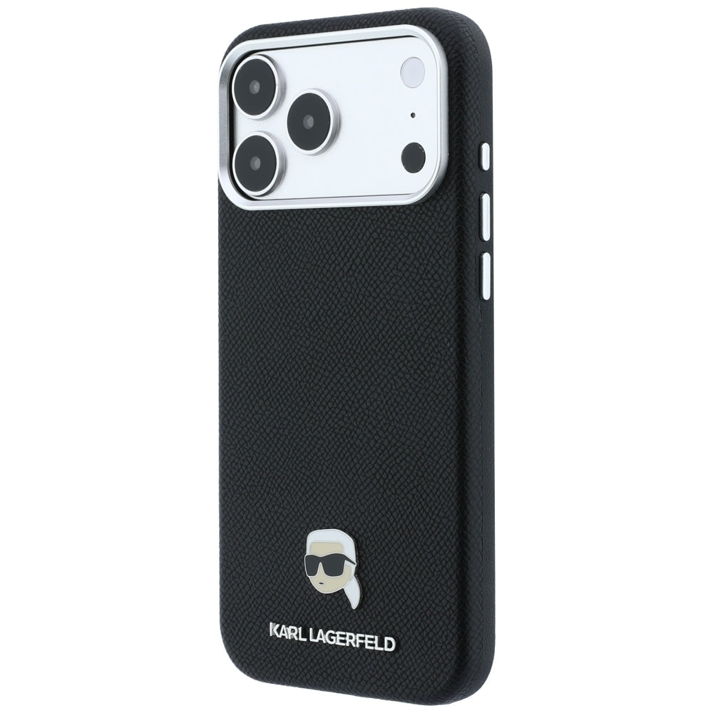 Hard Case Karl Lagerfeld Grained Karl Head's Metal with MagSafe for Apple iPhone 18 Pro / 17 Pro, Black_1