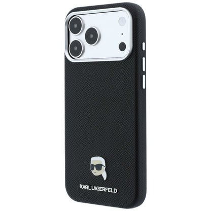Hard Case Karl Lagerfeld Grained Karl Head's Metal with MagSafe for Apple iPhone 18 Pro / 17 Pro, Black_1