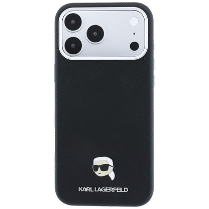 Hard Case Karl Lagerfeld Grained Karl Head's Metal with MagSafe for Apple iPhone 18 Pro / 17 Pro, Black_2