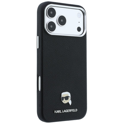 Hard Case Karl Lagerfeld Grained Karl Head's Metal with MagSafe for Apple iPhone 18 Pro / 17 Pro, Black_3