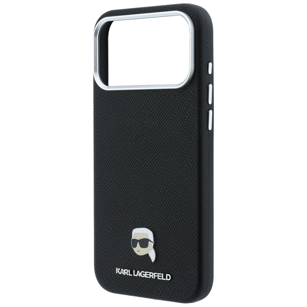 Hard Case Karl Lagerfeld Grained Karl Head's Metal with MagSafe for Apple iPhone 18 Pro / 17 Pro, Black_5