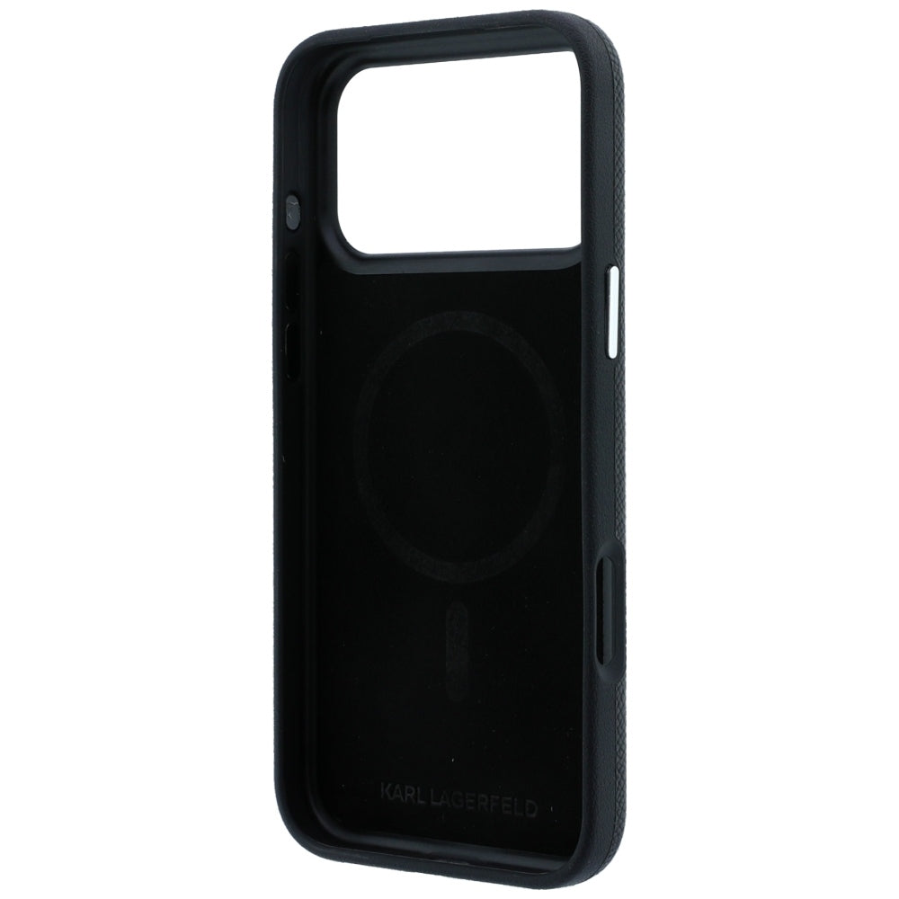 Hard Case Karl Lagerfeld Grained Karl Head's Metal with MagSafe for Apple iPhone 18 Pro / 17 Pro, Black_6
