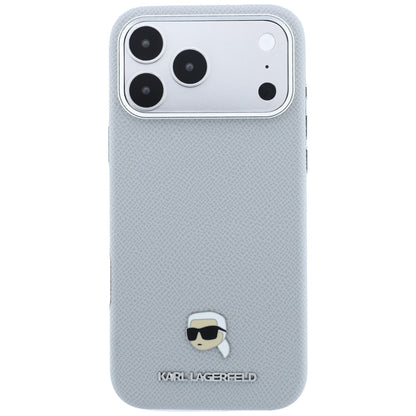 Hard Case Karl Lagerfeld Grained Karl Head's Metal with MagSafe for Apple iPhone 18 Pro / 17 Pro, Gray_2