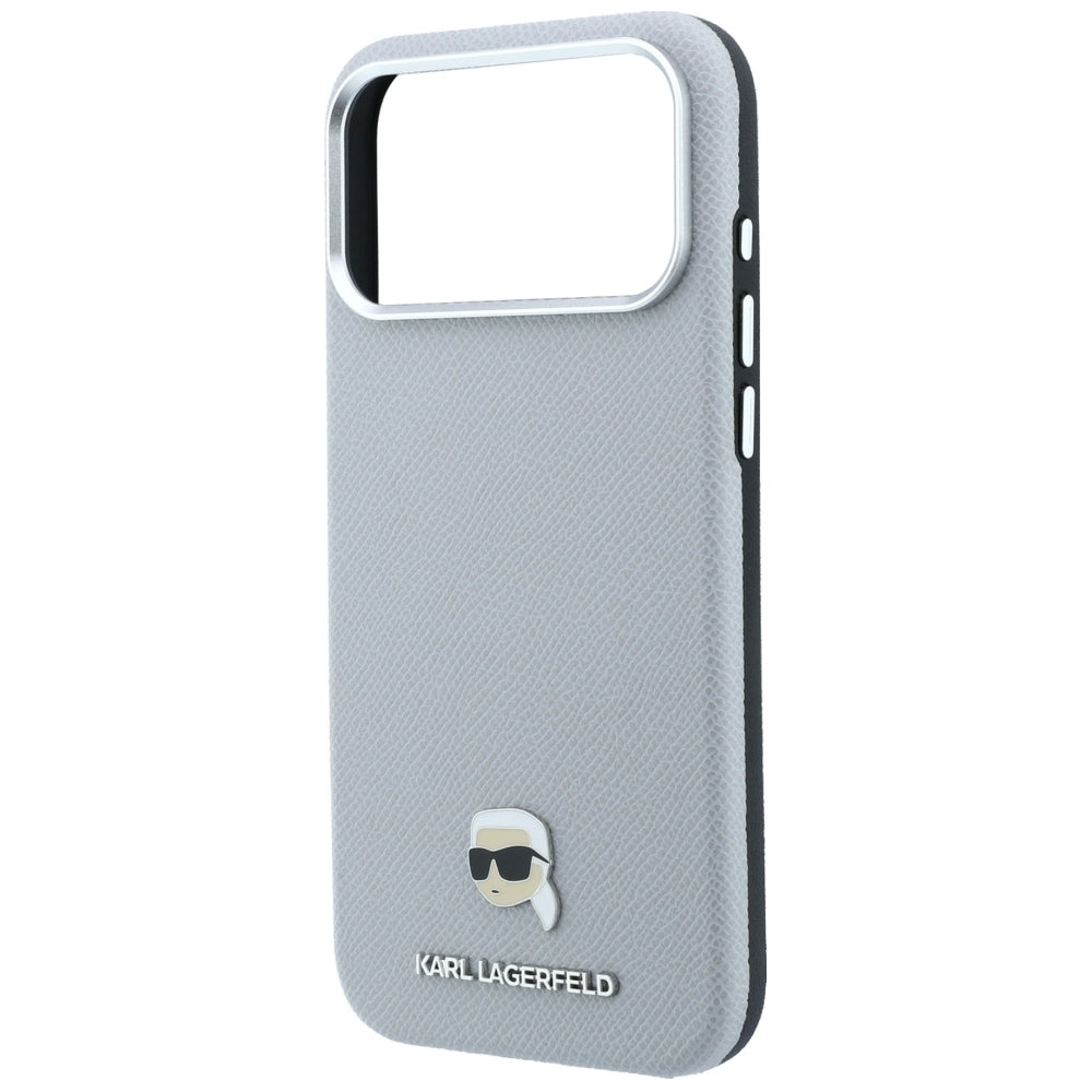 Hard Case Karl Lagerfeld Grained Karl Head's Metal with MagSafe for Apple iPhone 18 Pro / 17 Pro, Gray_5