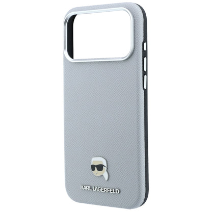 Hard Case Karl Lagerfeld Grained Karl Head's Metal with MagSafe for Apple iPhone 18 Pro / 17 Pro, Gray_5