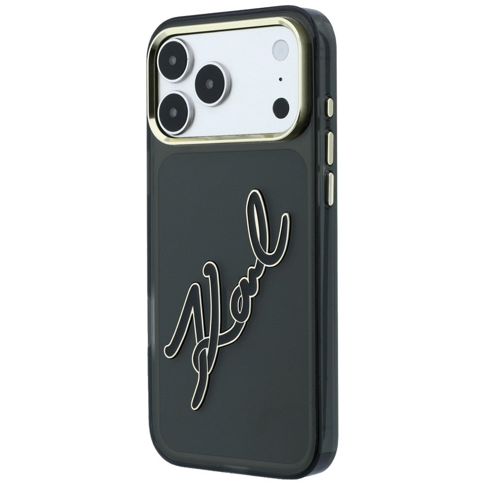 Hard Case Karl Lagerfeld IML Big Signature Resin Logo and Metal Frame for Apple iPhone 18 Pro / 17 Pro, Black_1