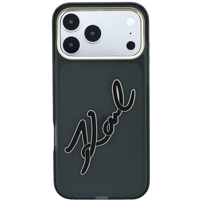 Hard Case Karl Lagerfeld IML Big Signature Resin Logo and Metal Frame for Apple iPhone 18 Pro / 17 Pro, Black_2
