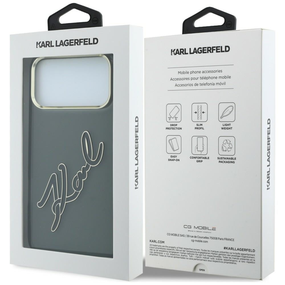 Hard Case Karl Lagerfeld IML Big Signature Resin Logo and Metal Frame for Apple iPhone 18 Pro / 17 Pro, Black_7