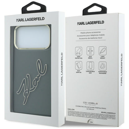 Hard Case Karl Lagerfeld IML Big Signature Resin Logo and Metal Frame for Apple iPhone 18 Pro / 17 Pro, Black_7