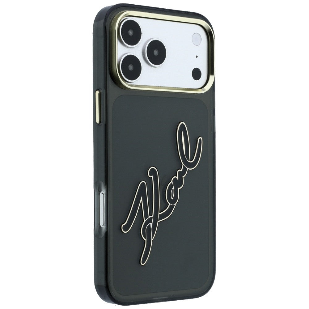 Hard Case Karl Lagerfeld IML Big Signature Resin Logo Metal Frame for Apple iPhone 18 Pro Max / 17 Pro Max, Black_3