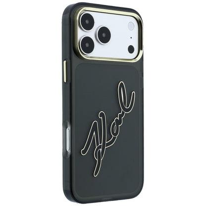 Hard Case Karl Lagerfeld IML Big Signature Resin Logo Metal Frame for Apple iPhone 18 Pro Max / 17 Pro Max, Black_3
