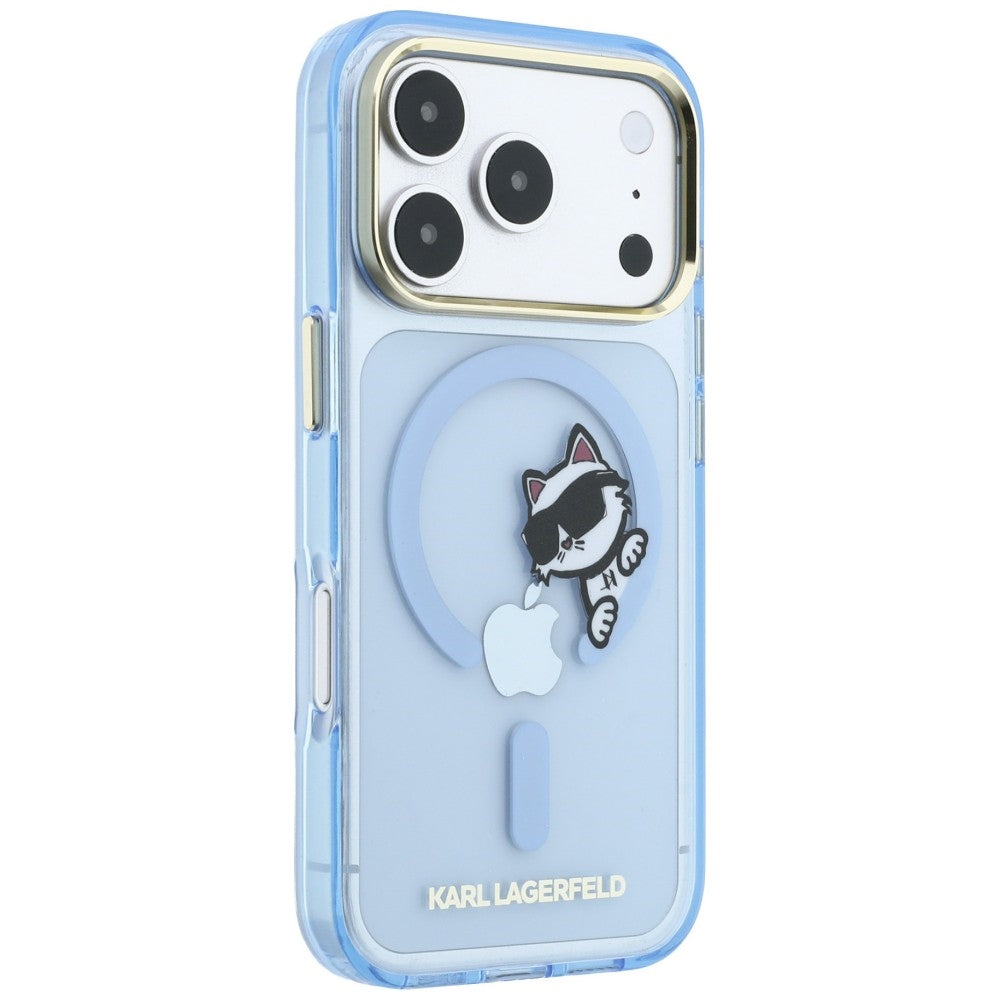 Hard Case Karl Lagerfeld IML Peekaboo Print and Metal Frame with MagSafe for Apple iPhone 18 Pro / 17 Pro, Light Blue_3